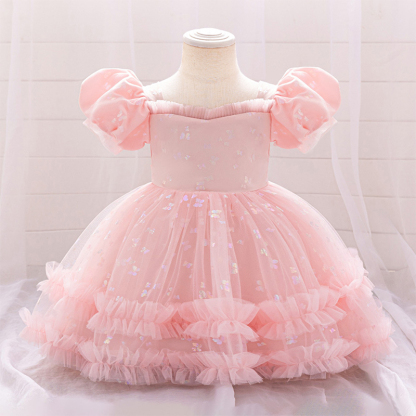 Mesh Bow Short Sleeve Midi Dresses - image 28