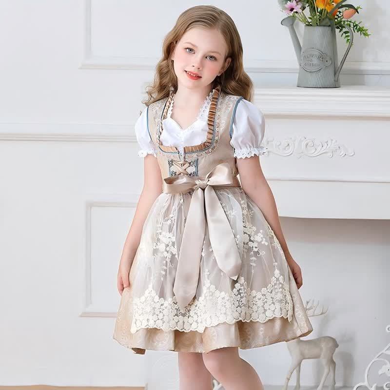 Chemical Fiber Blend Drawcord Short Sleeve Midi Top With Dress & Apron - image 5