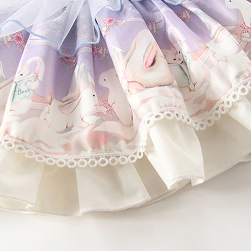 Easter Polyeste Lace Edge Long Sleeve Short Dresses - image 9