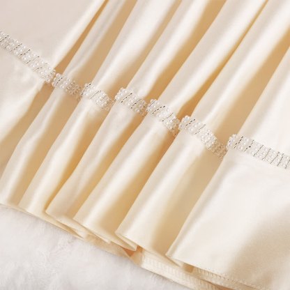 Chemical Fiber Blend Bow Imitation Pearls Long Sleeve Mid-long Dresses - image 5