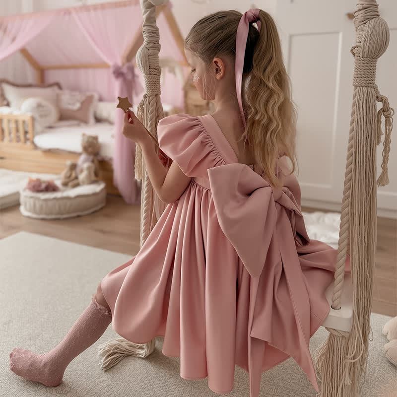 Satin Bow Sleeveless Mid-long Dresses - image 7