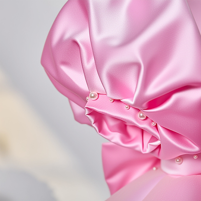 Mesh Bow Imitation Pearls Short Sleeve Mid-long Dresses - image 7