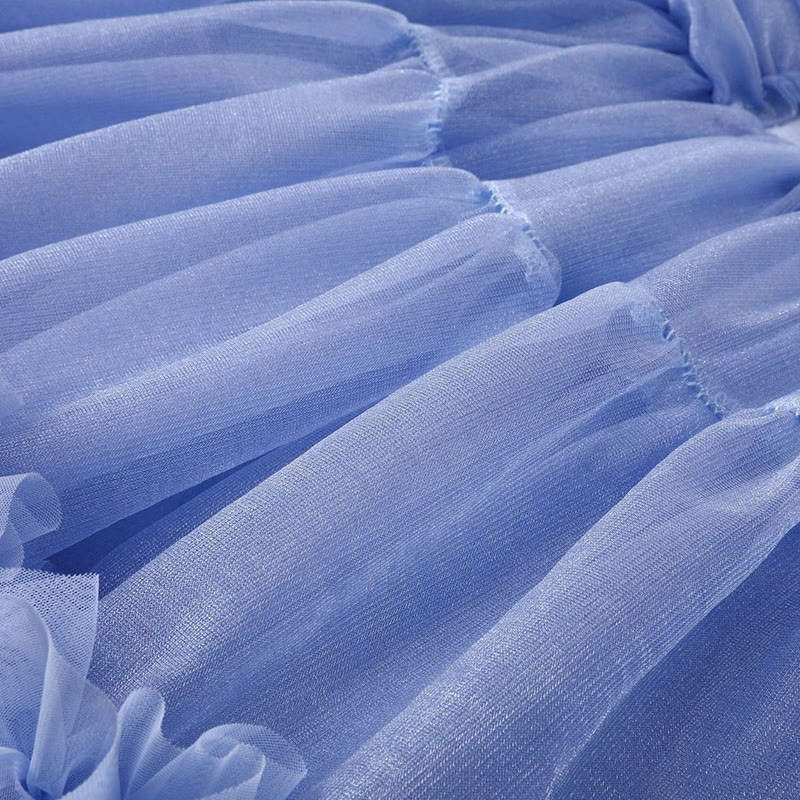 [Archive Sale] Mesh Folds Bow Long Sleeve Regular Dresses - image 7