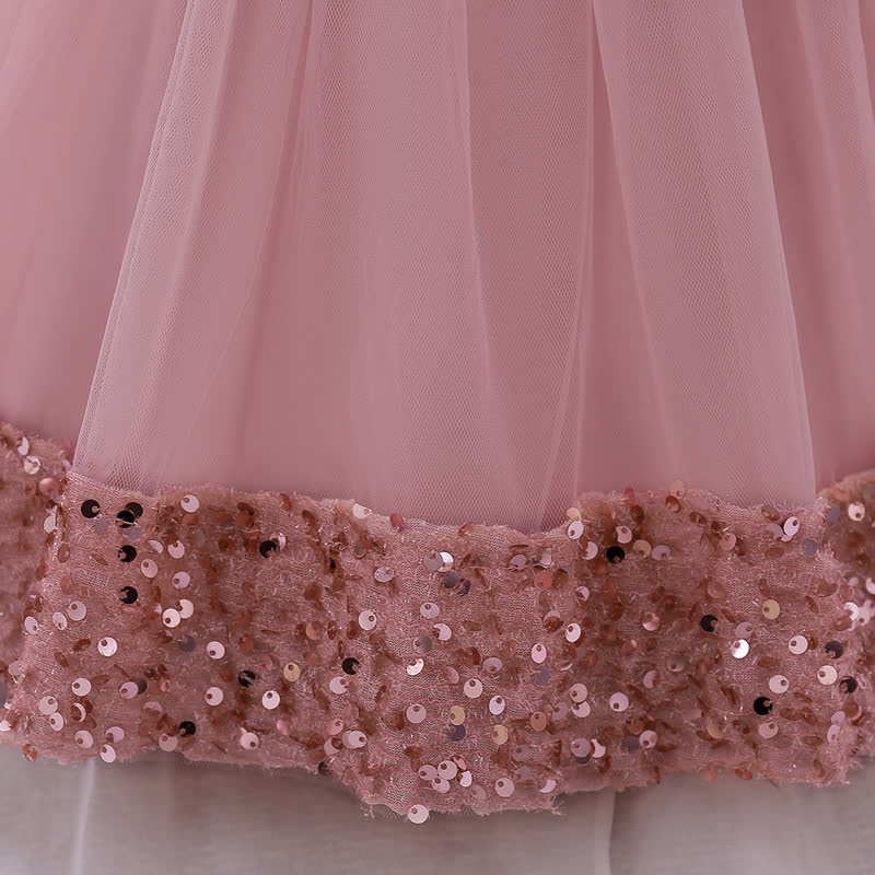 Sequins & Mesh Bow Sequins Short Sleeve Mid-long Dresses - image 22