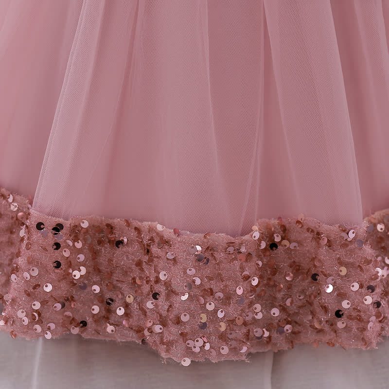 Sequins & Mesh Bow Sequins Short Sleeve Mid-long Dresses - image 22