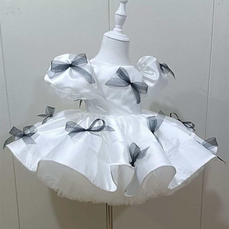 Satin Bow Short Sleeve Midi Dresses - image 3