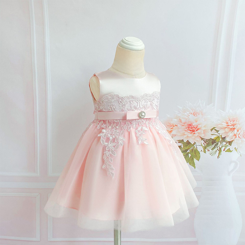 Satin Imitation Pearls Bow Sleeveless Mid-long Dresses - image 8