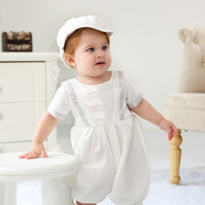 Easter Satin Split Joint Short Sleeve Fifth Pants With Hat - image 5