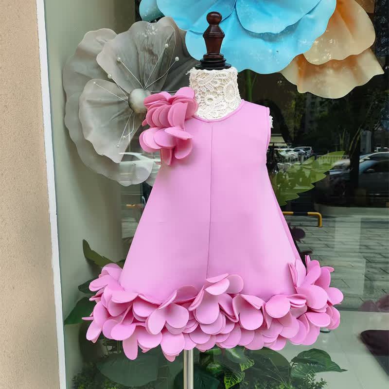 Scuba Knit Rosette Sleeveless Midi Dresses - Pink - 12-13Y - image 7