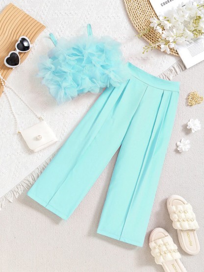 Cotton Folds Sleeveless Regular Two-piece Set - Mint - 7Y - image 19