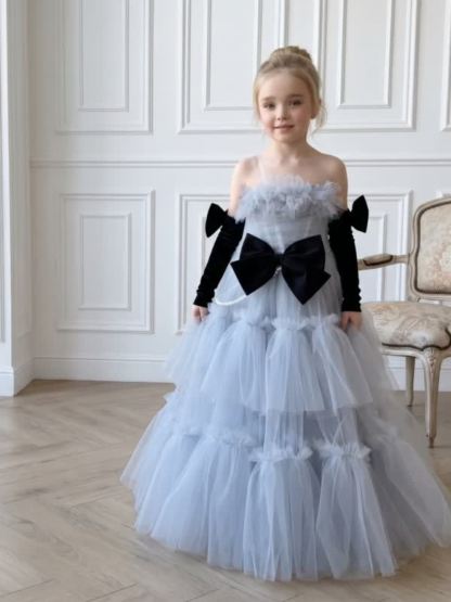 Mesh Bow Imitation Pearls  Ruched Gathered Sleeveless Maxi Dresses - image 13