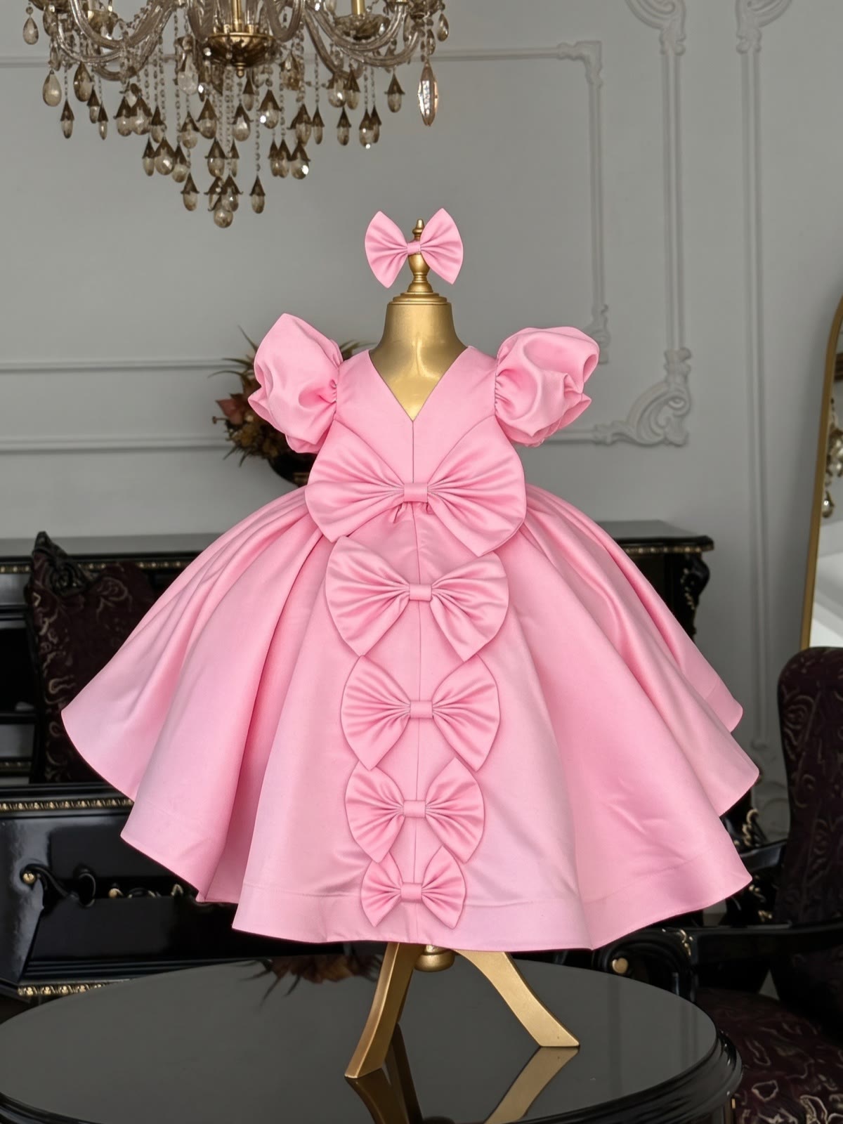 Satin Bow Sleeveless Short Dresses - image 8