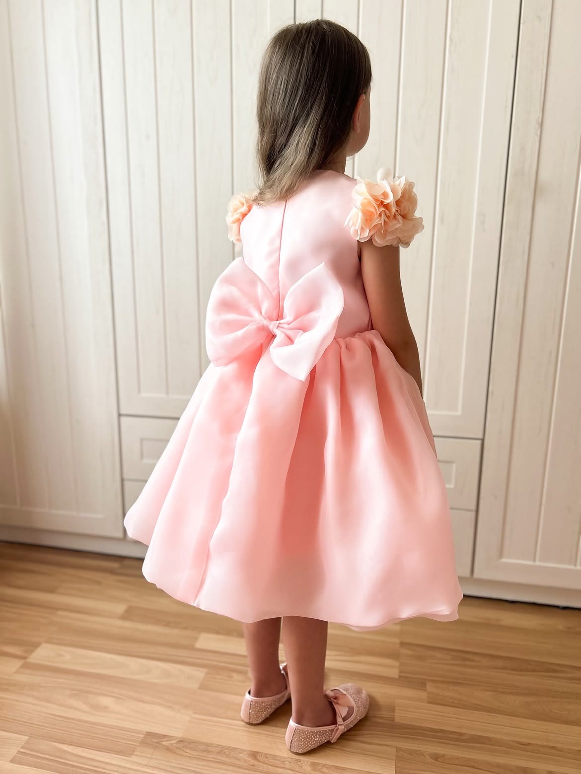 Organza Rosette Short Sleeve Midi Dresses - image 3