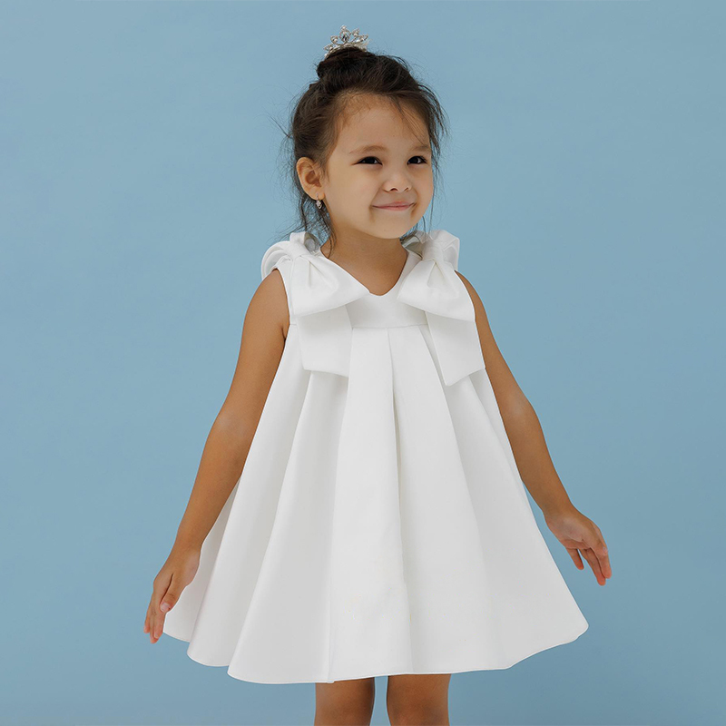 Satin Bow Sleeveless Mid-long Dresses - image 5