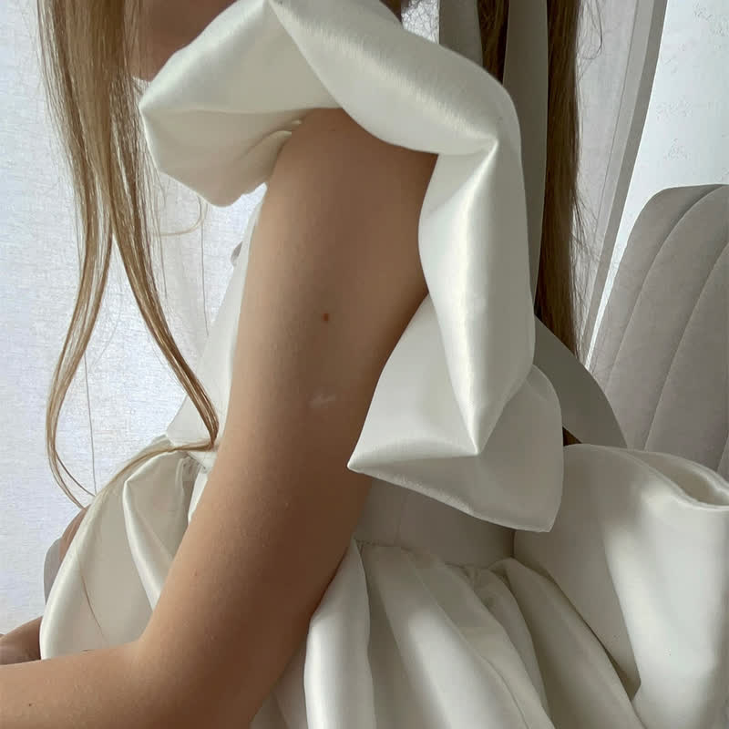 Satin Bow Sleeveless Mid-long Dresses - image 14