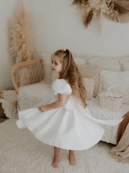 Satin Backless Short Sleeve Mid-long Dresses - image 6
