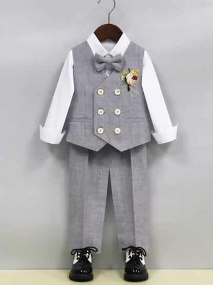Chemical Fiber Blendlong Sleeveloose5-piece Formal Suit - Grey - 12-13Y - image 8