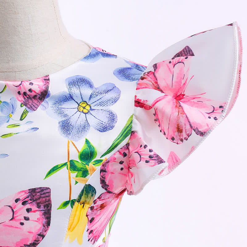Polyester Cotton Printing  Bow Sleeveless Midi Dresses - image 6