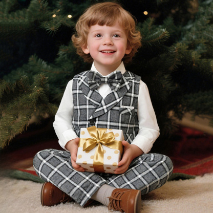 Cotton Bow Long Sleeve Regular 3-piece Formal Suit - image 8