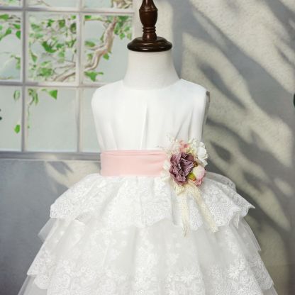 Lace Tiered Lace Edge Sleeveless Mid-long Dresses - image 4