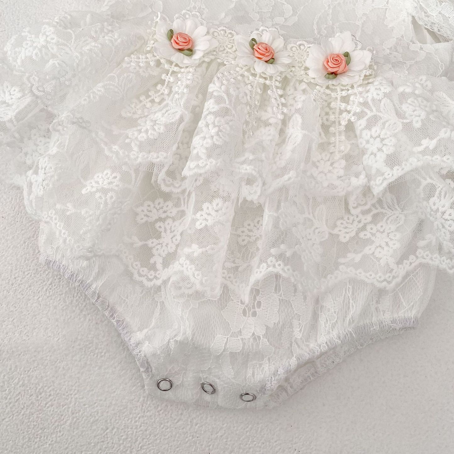 Lace Rosette Cap Sleeve Shorts Bodysuit - image 14