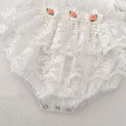 Lace Rosette Cap Sleeve Shorts Bodysuit - image 14