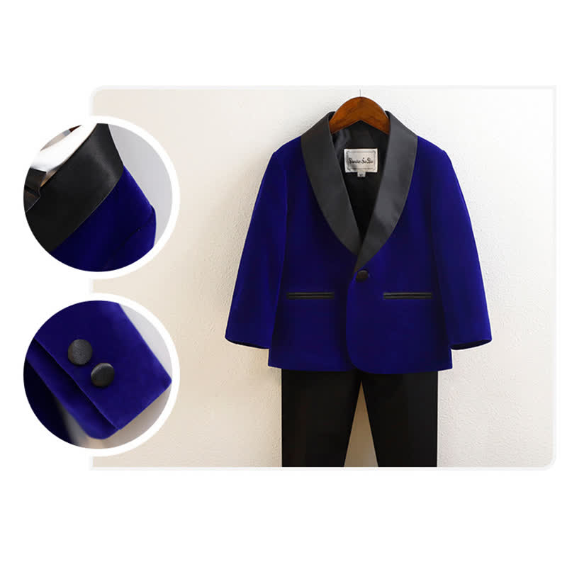 Velvet Button Pocket Stitching Long Sleeve Regular 5-piece Formal Suit - image 18