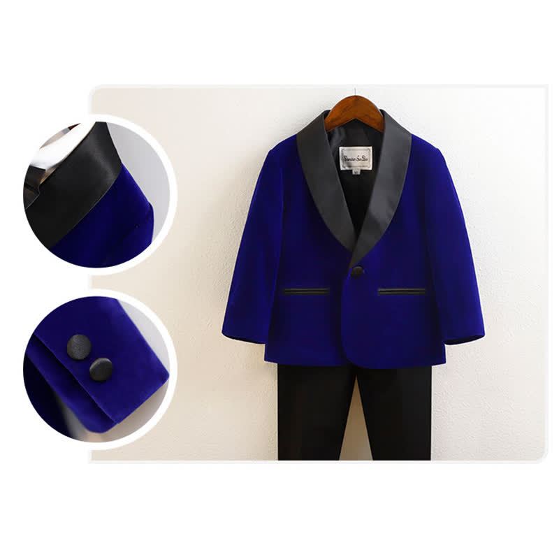 Velvet Button Pocket Stitching Long Sleeve Regular 5-piece Formal Suit - image 18