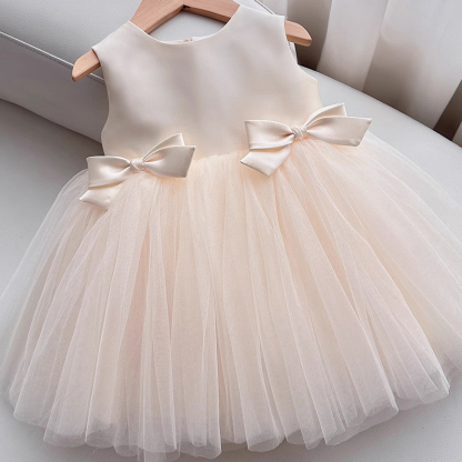 Satin Folds Bow Imitation Pearls Sleeveless Regular Dresses - image 14