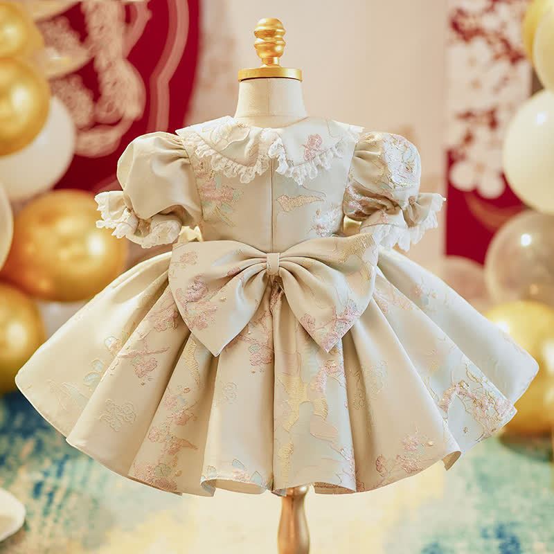 Jacquard Fluffy Jacquard Short Sleeve Mid-long Dresses - image 3