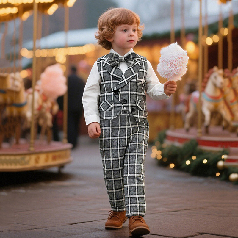 Cotton Bow Long Sleeve Regular 3-piece Formal Suit - image 11