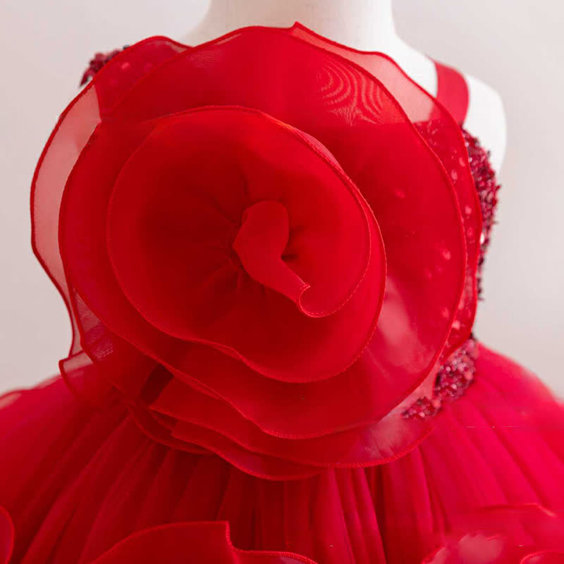 Mesh Rosette Sequins Sleeveless Mid-long Dresses - image 12