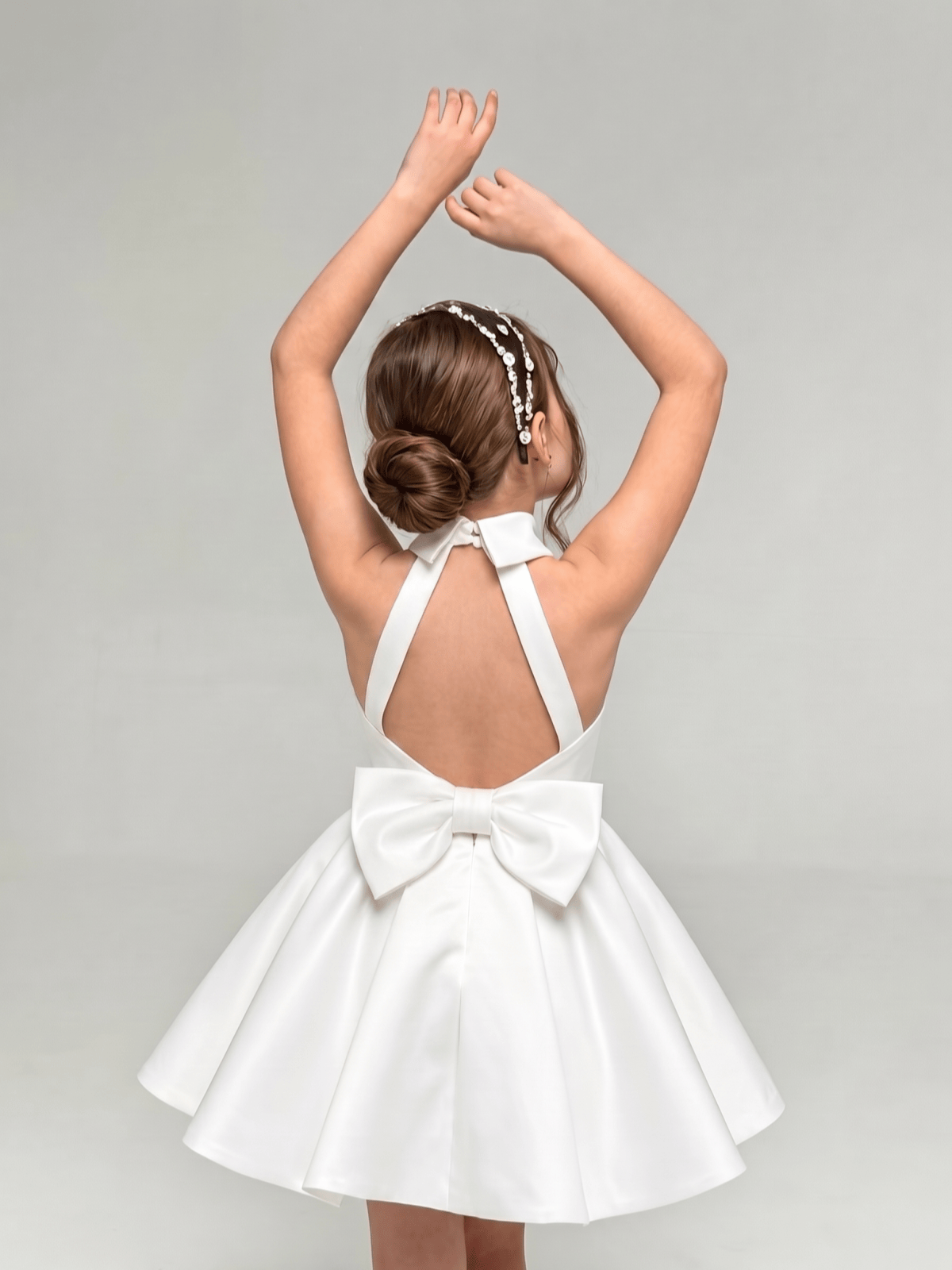 Satin Bow Sleeveless Short Dresses - image 5