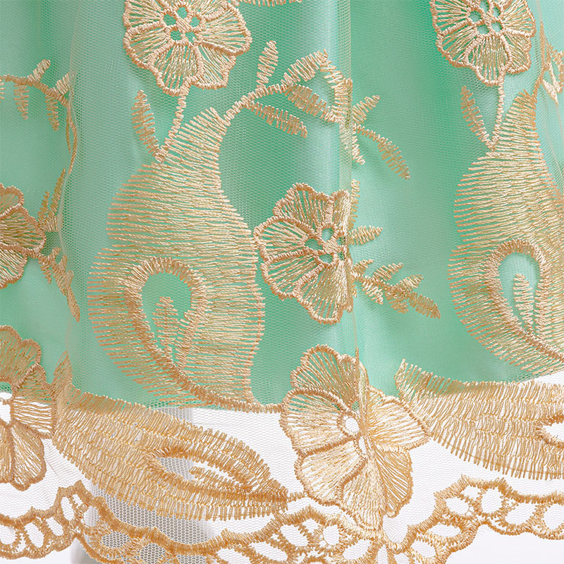 Mesh Lace Bow Lace Imitation Pearls Short Sleeve Mid-long Dresses - image 30