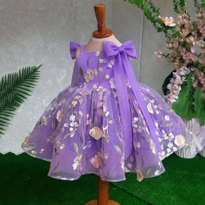 Mesh Bow Rosette Sleeveless Midi Dresses - image 3