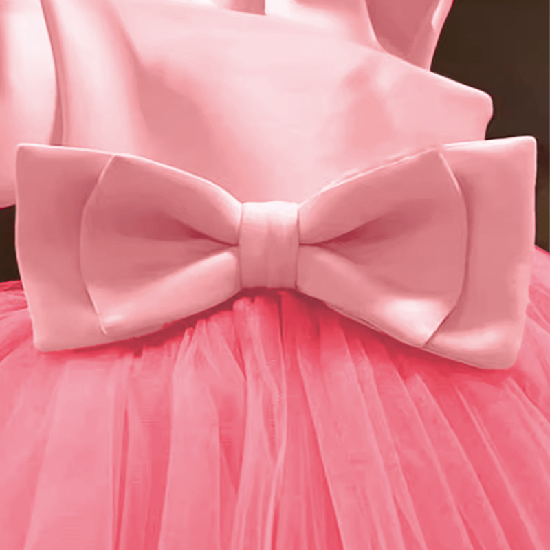 Mesh Bow Short Sleeve Regular Dresses - image 4