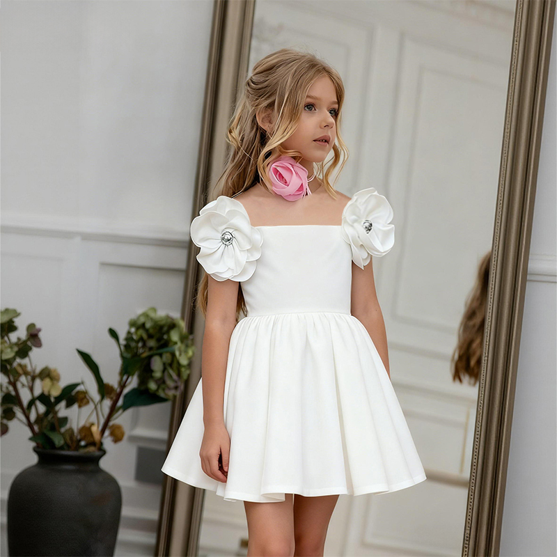 Satin Rosette Sleeveless Regular Dresses - image 13