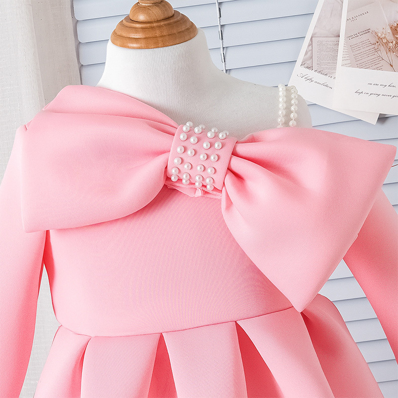 Scuba Knit Bow Long Sleeve Regular Dresses - image 7