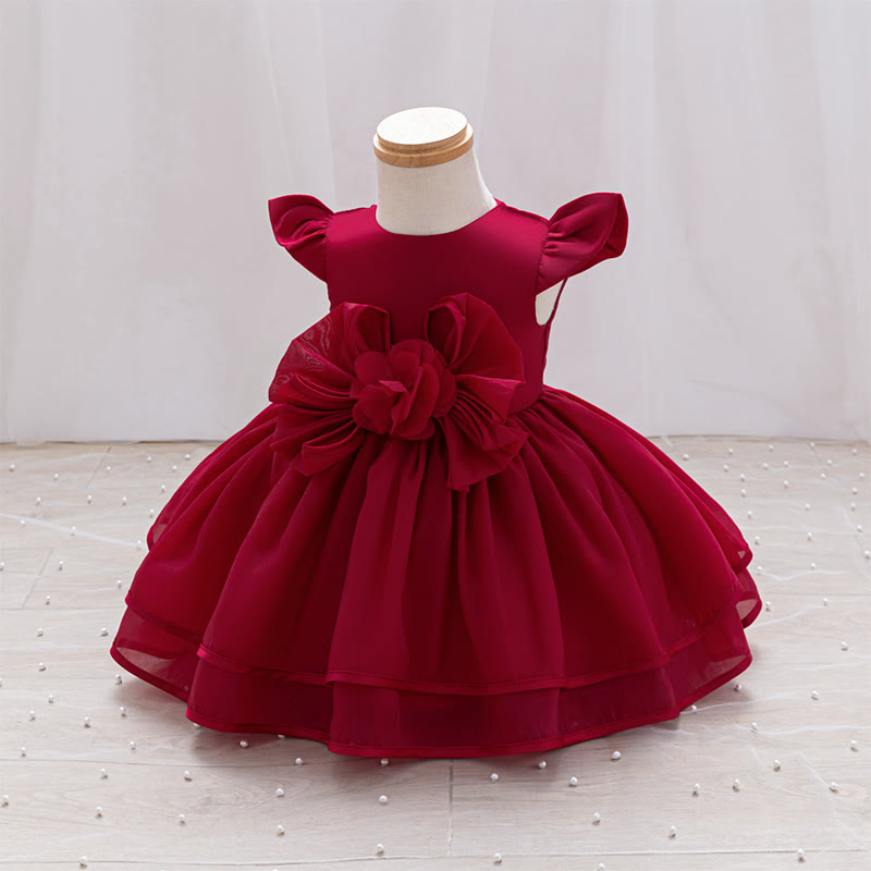 Organza Rosette Cap Sleeve Midi Dresses - image 3