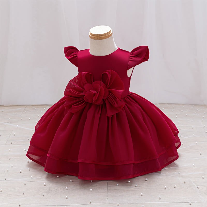Organza Rosette Cap Sleeve Midi Dresses - image 3
