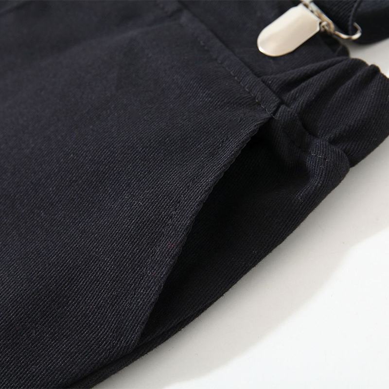 Cotton-blend Bow Overalls Long Sleeve Regular Two-piece Set - image 8