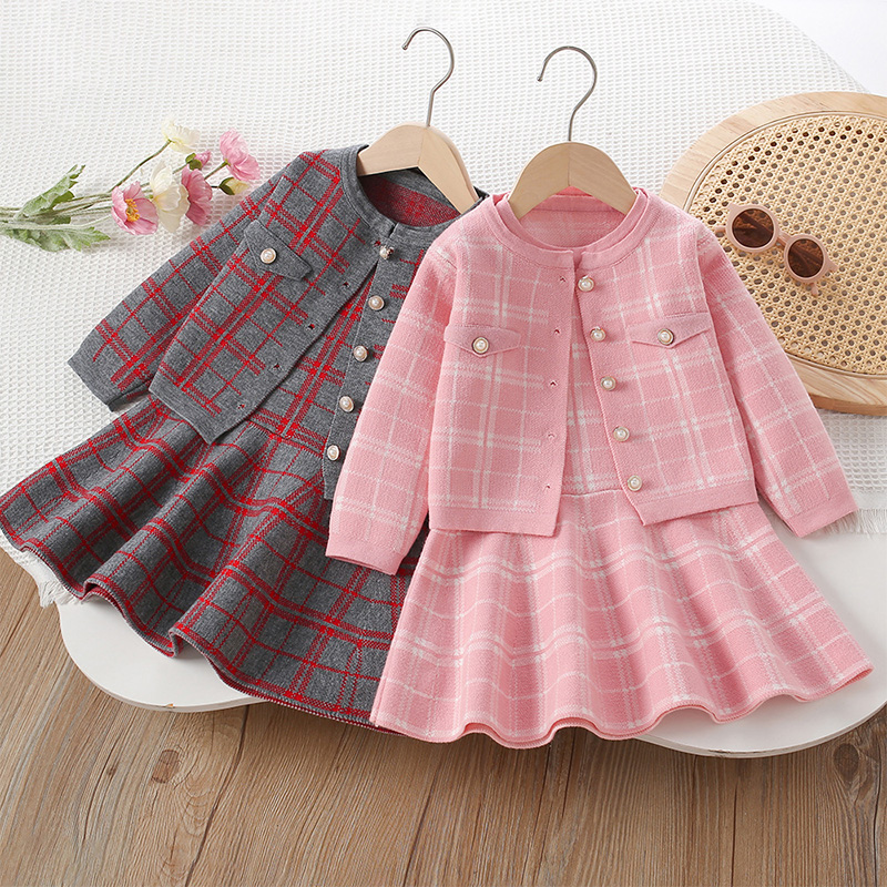 Yarn/wool Yarn Buckle Long Sleeve Regular Two-piece Set - image 6