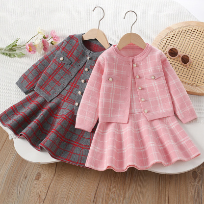 Yarn/wool Yarn Buckle Long Sleeve Regular Two-piece Set - image 6