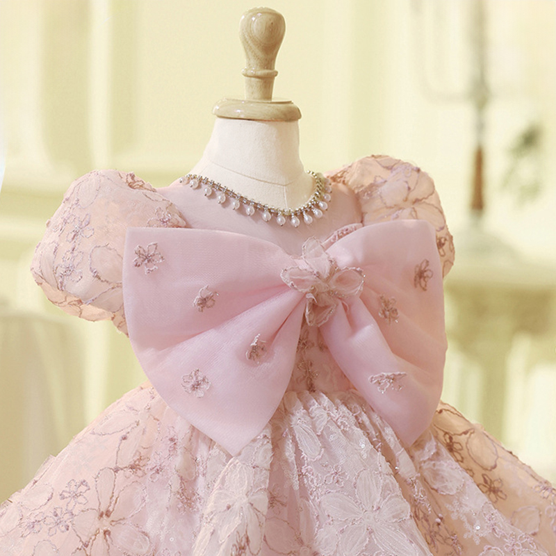 Jacquard Bow Short Sleeve Midi Dresses - image 6