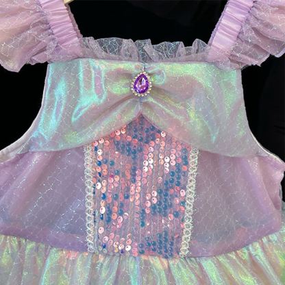 Glitter & Mesh Sequins Cap Sleeve Short Dresses - image 5