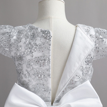 Mesh Bow Lace-up Cap Sleeve Maxi Dresses - image 8