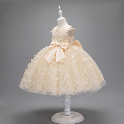 Mesh Bow Rosette Short Sleeve Mid-long Dresses - image 32