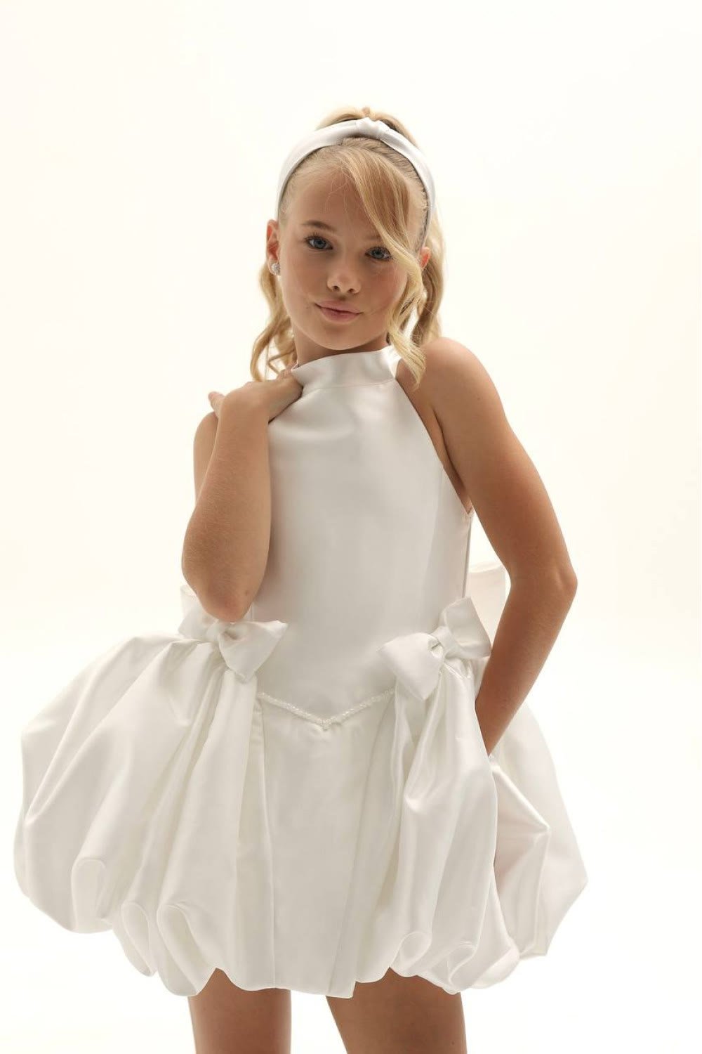 Satin Bow Sleeveless Short Dresses - image 5