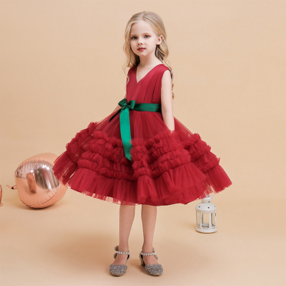 Mesh Bow Folds Sleeveless Mid-long Dresses - image 26