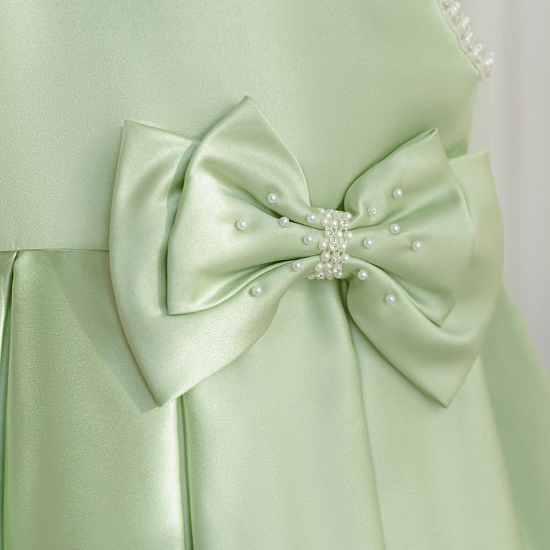 Satin Bow Sleeveless Midi Dresses - image 21